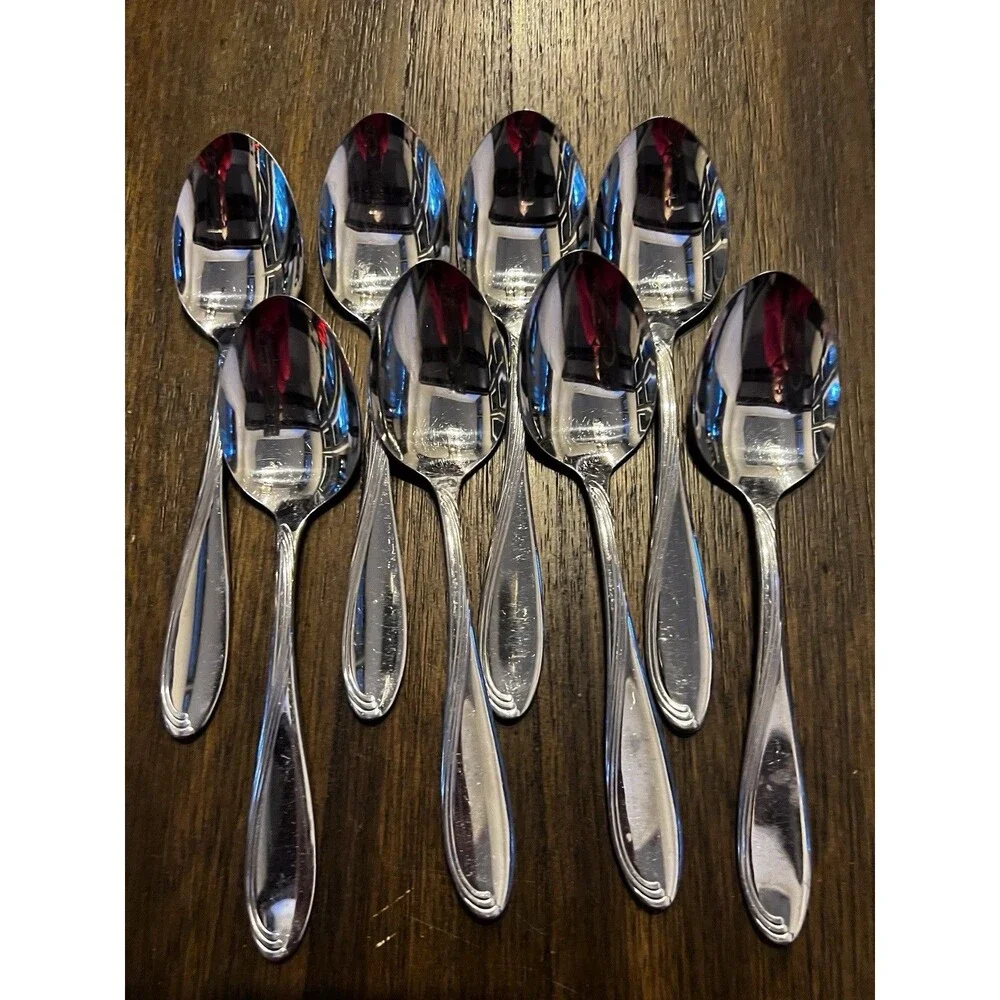 8 soup spoons Oneida Camber Cresta Windswept Scroll Flatware silverware 7